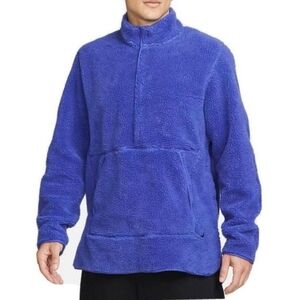 Nike Sherpa Pullover Yoga Athletic Sweatshirt Blue Jacket